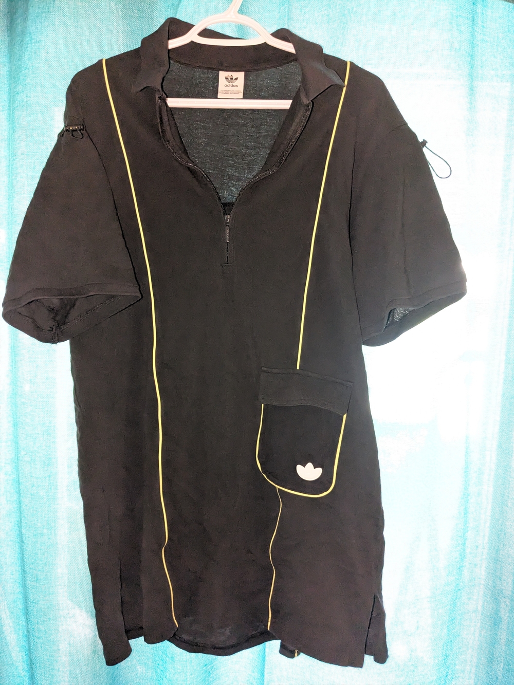 Adidas Women’s Black Short-Sleeve Jacket with Yellow Piping